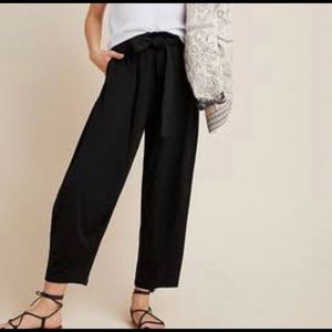 Anthropologie Pants - Wide leg black paper bag pants